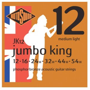 Rotosound Jumbo King JK12, Phosphor Bronze Acoustic Guitar Strings,12-54